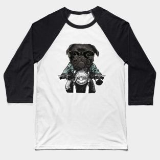 biker pug dog Baseball T-Shirt